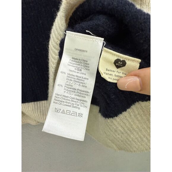 Madewell Glenbrook Half-Zip Pullover Sweater in Colorblock Merino Wool Size L - Picture 6 of 9